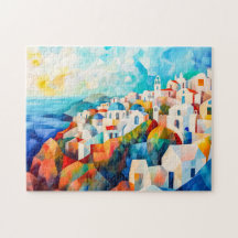 Santorini Coastline in Artistic Impression