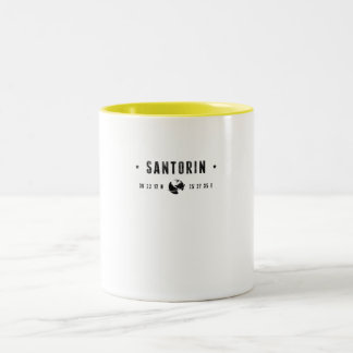 Santorini Coördinaten met Wereldbol en Sterren Tweekleurige Koffiemok