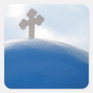 Santorini Cross op de middag van de zon Vierkante Sticker