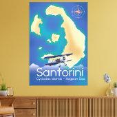 Santorini Cyclades Islands Aegean Zee map Canvas Afdruk (Insitu (Woonkamer))