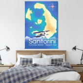 Santorini Cyclades Islands Aegean Zee map Canvas Afdruk (Insitu (Slaapkamer))