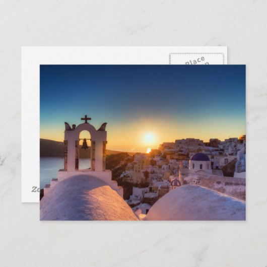 Santorini - Cycladic Oia bij zonsondergang briefka Briefkaart (Voorkant / Achterkant)