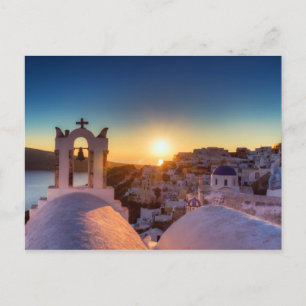 Santorini - Cycladic Oia bij zonsondergang briefka Briefkaart