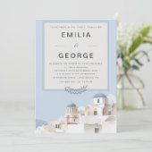 Santorini Destination Wedding | Blue & White  Kaart (Staand voorkant)