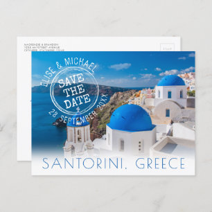 Santorini Destination Wedding Save the Date Aankondigingskaart