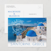 Santorini Destination Wedding Save the Date Aankondigingskaart (Voorkant / Achterkant)