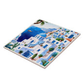 Santorini door het Zee, Griekenland Blauwe Waterve Tegeltje (Zijkant)