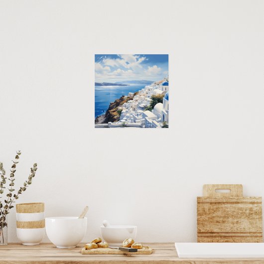Santorini door het Zee Poster (Keuken)