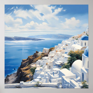 Santorini door het Zee Poster