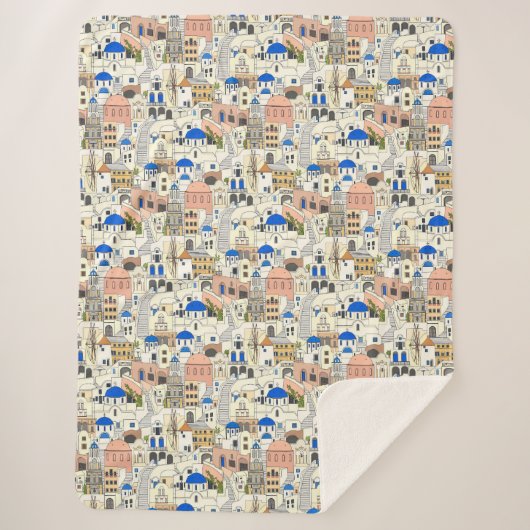 Santorini dreams sherpa deken (Voorkant)