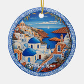 Santorini eiland Griekenland Zee schilderij | Reis Keramisch Ornament (Voorkant)