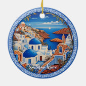 Santorini eiland Griekenland Zee schilderij | Reis Keramisch Ornament (Achterkant)