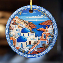 Santorini eiland Griekenland Zee schilderij | Reis Keramisch Ornament