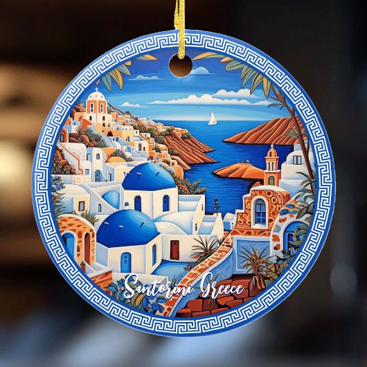 Santorini eiland Griekenland Zee schilderij | Reis Keramisch Ornament