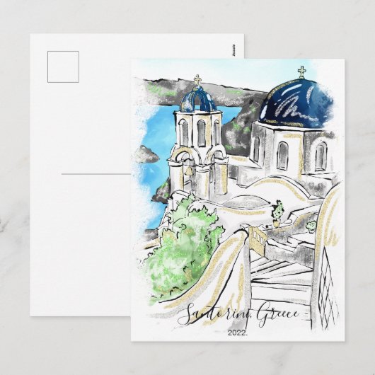 Santorini Eiland Griekenland Zomer Herinneringen A Feestdagenkaart (Voorkant / Achterkant)