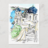 Santorini Eiland Griekenland Zomer Herinneringen A Feestdagenkaart (Voorkant)