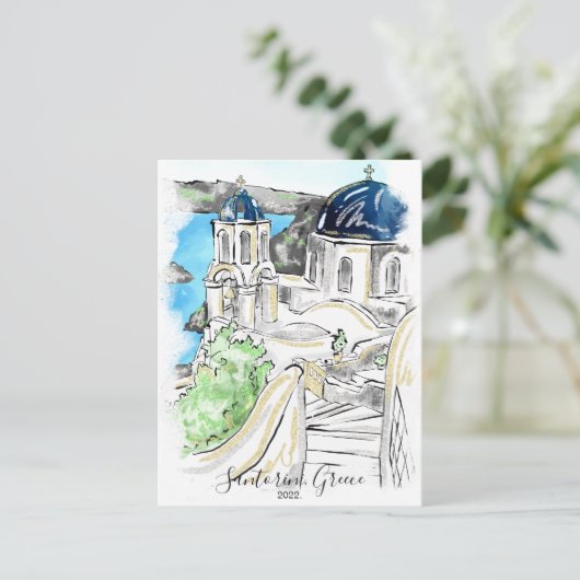 Santorini Eiland Griekse Zomerherinneringen  Briefkaart (Staand voorkant)