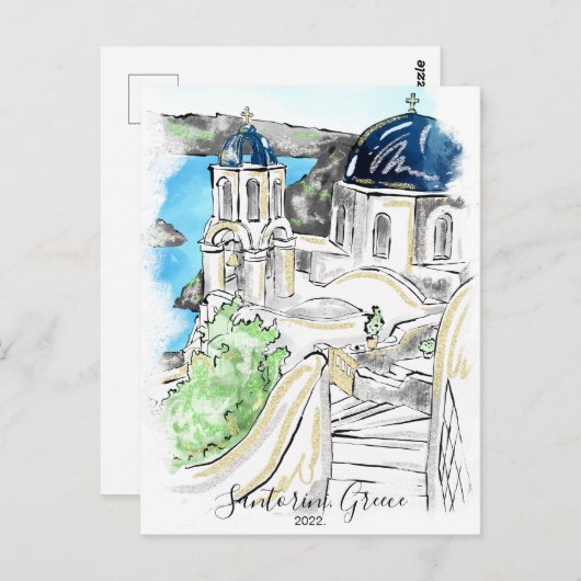 Santorini Eiland Griekse Zomerherinneringen Briefkaart (Voorkant / Achterkant)
