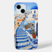 Santorini Eiland Illustratie | Reiskunst Case-Mate iPhone Case (Achterkant)