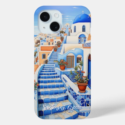 Santorini Eiland Illustratie | Reiskunst Case-Mate iPhone Case (Achterkant)