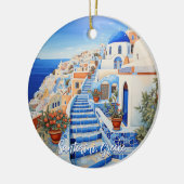 Santorini Eiland Illustratie | Reiskunst Keramisch Ornament (Links)