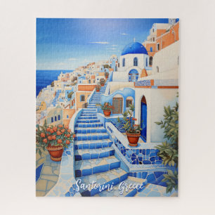 Santorini Eiland Illustratie Reiskunst Legpuzzel
