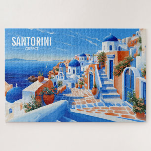 Santorini Eiland Illustratie   Reiskunst Legpuzzel