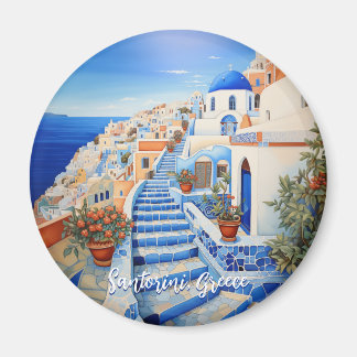 Santorini Eiland Illustratie | Reiskunst Magneet