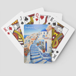 Santorini Eiland Illustratie | Reiskunst Pokerkaarten