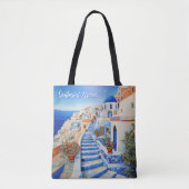 Santorini Eiland Illustratie | Reiskunst Tote Bag (Voorkant)