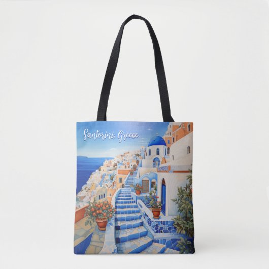 Santorini Eiland Illustratie | Reiskunst Tote Bag (Voorkant)