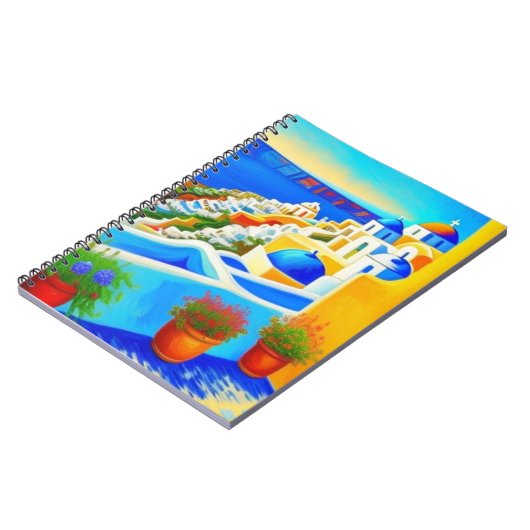 Santorini eiland uitzicht kunst notitieboek (Linkerzijde)