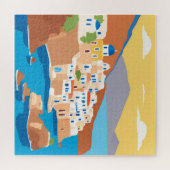 Santorini eiland uitzicht schilderij legpuzzel (Horizontaal)