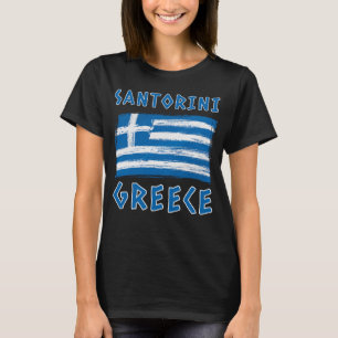 Santorini en vlag van Griekenland Vrouwen T-shirt