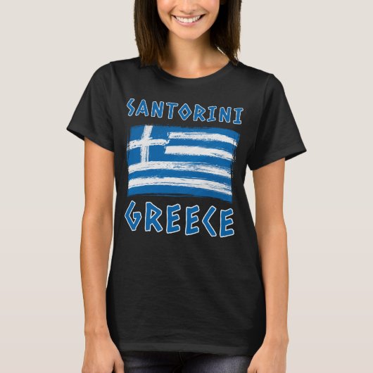 Santorini en vlag van Griekenland Vrouwen T-shirt (Voorkant)