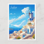 Santorini Engeland vintage reisillustratie Briefkaart (Voorkant)
