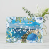 Santorini floral maid of eremandel bedankkaart (Staand voorkant)