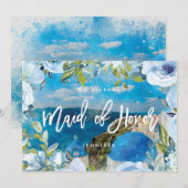 Santorini floral maid of eremandel bedankkaart (Voorkant / Achterkant)