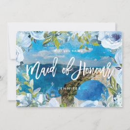 santorini floral maid proposal card bedankkaart