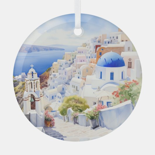 Santorini Glas Ornament (Voorkant)