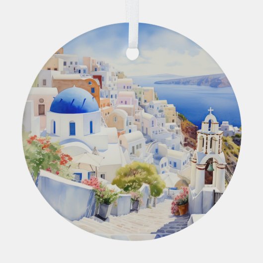 Santorini Glas Ornament (Achterkant)