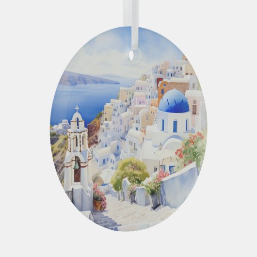Santorini Glas Ornament (Voorkant Rechts)
