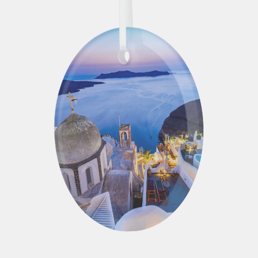 Santorini Glas Ornament (Voorkant links)