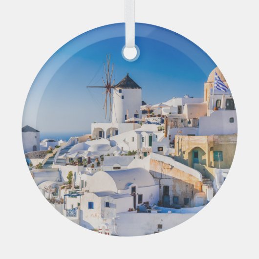 Santorini Glas Ornament (Voorkant)