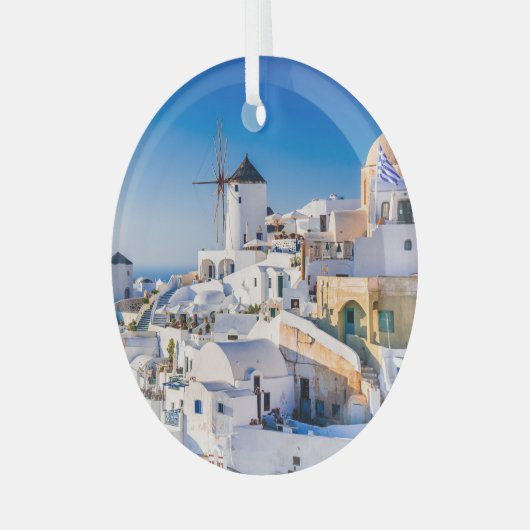 Santorini Glas Ornament (Voorkant links)