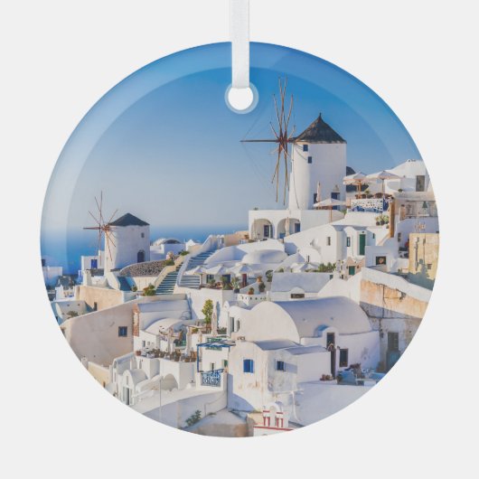 Santorini Glas Ornament (Voorkant)