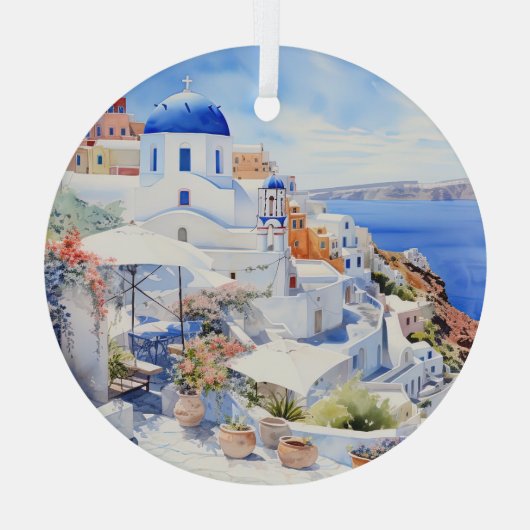Santorini Glas Ornament (Achterkant)