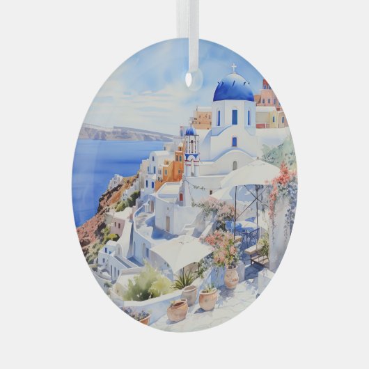 Santorini Glas Ornament (Voorkant Rechts)