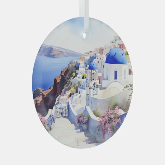 Santorini Glas Ornament (Voorkant Rechts)
