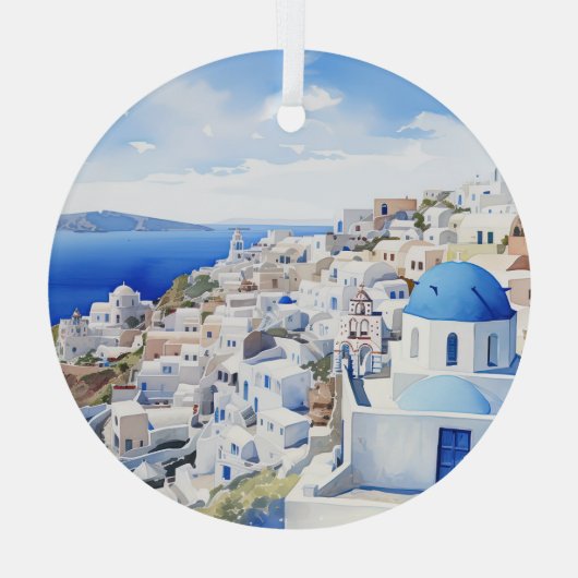 Santorini Glas Ornament (Achterkant)